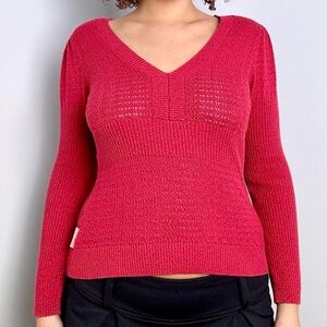 Y2K Red V-neck Sweater